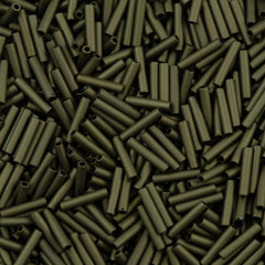 25g Toho 9mm Bugle Seed Bead Opaque Matte Olive (617)