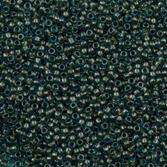 Toho Round Seed Bead 15/0 Gold Inside Color Lined Green (284)