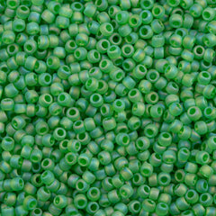 50g Toho Round Seed Bead 11/0 Transparent Matte Light Green AB (167F)