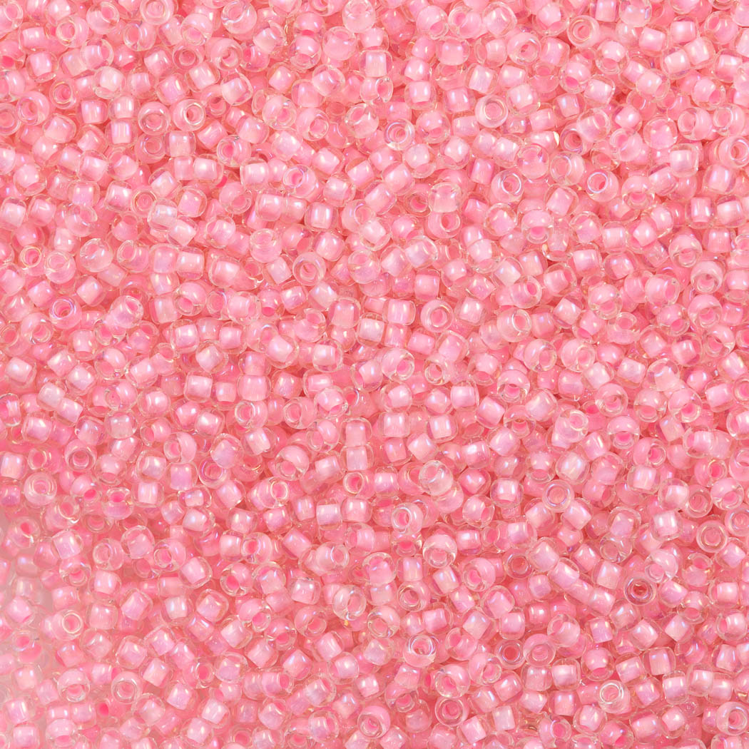 Toho Round Seed Bead 11/0 Gold Luster Transparent Pink 19g Tube (421)