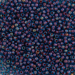 Toho Round Seed Bead 11/0 Aqua Inside Color Lined Oxblood Blue (381)