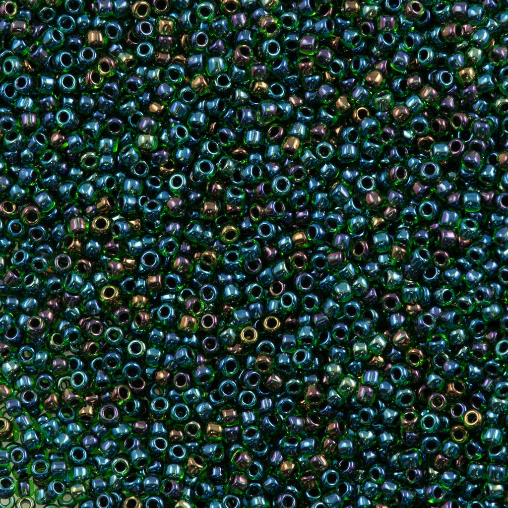 50g Toho Round Seed Beads 11/0 Inside Color Lined Purple Green (397)