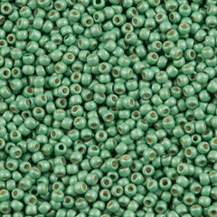 50g Toho Round Seed Bead 6/0 PermaFinish Matte Galvanized Mint Green (570PFF)
