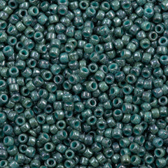 50g Toho Round Seed Bead 8/0 Opaque Turquoise Blue Marbled (1207)