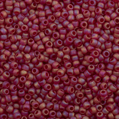 50g Toho Round Seed Bead 8/0 Transparent Matte Dark Ruby AB (165CF)