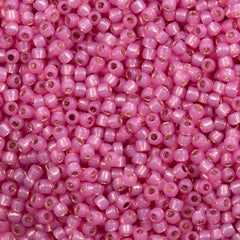 Toho Round Seed Bead 8/0 Silver Lined Ceylon Pink 2.5-inch tube (2106)