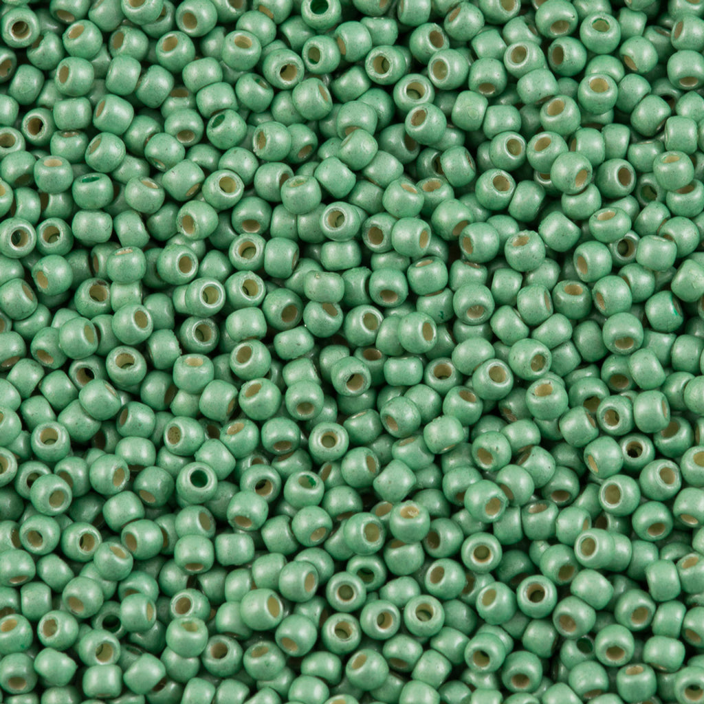 50g Toho Round Seed Bead 8/0 PermaFinish Matte Galvanized Mint Green (570PFF)