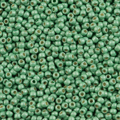 50g Toho Round Seed Bead 8/0 PermaFinish Matte Galvanized Mint Green (570PFF)