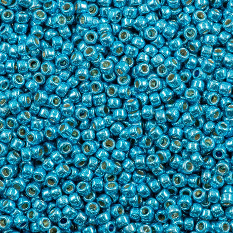50g Toho Round Seed Bead 8/0 Permafinish Galvanized Aqua Sky (582PF)