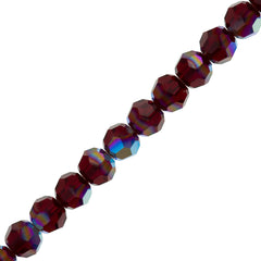 12 TRUE CRYSTAL 4mm Faceted Round Bead Siam AB (208 AB)