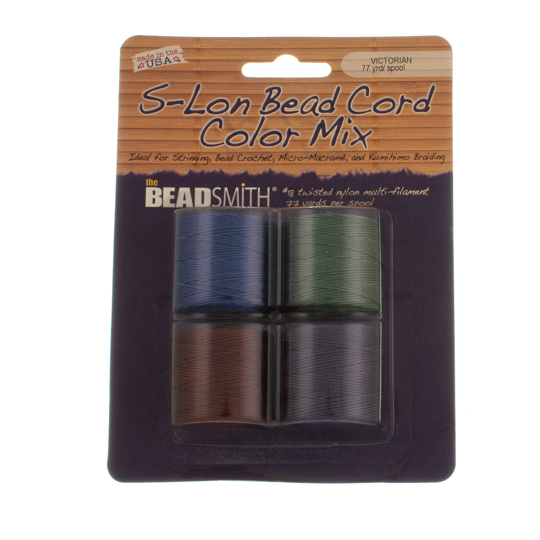 Mix Thread Spool Victorian 4pc Mix S-Lon Bead Cord Mix 77 Yard Spool .5mm TEX 210 – Aura ...