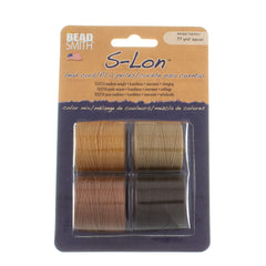 Wheat 4pc Mix S-Lon Bead Cord Mix 77 Yard Spool .5mm TEX 210