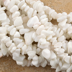 White Marble 3-10mm Chip Bead 36" strand